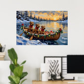 Kerstboot Vakantie Bouvier des Flandres Poster (Thuiskantoor)