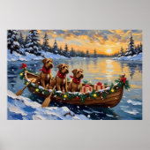 Kerstboot Vakantie Bouvier des Flandres Poster (Voorkant)