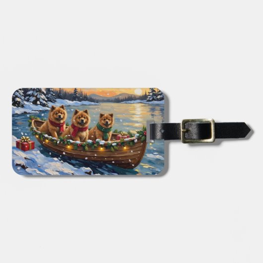 Kerstboot Vakantie Chow Chow Bagagelabel (Voorkant horizontaal)