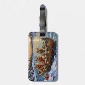 Kerstboot Vakantie Chow Chow Bagagelabel (Achterkant verticaal)