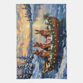 Kerstboot vakantie Duitse herder Theedoek (Verticaal)