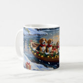 Kerstboot Vakantie voor Beagles Koffiemok (Voorkant links)