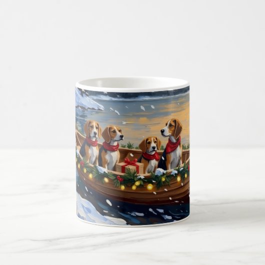 Kerstboot Vakantie voor Beagles Koffiemok (Center)