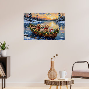 Kerstboot Vakantie voor Cockapoo Poster