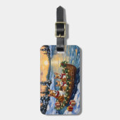 Kerstboot Vakantie voor Corgi Bagagelabel (Voorkant verticaal)