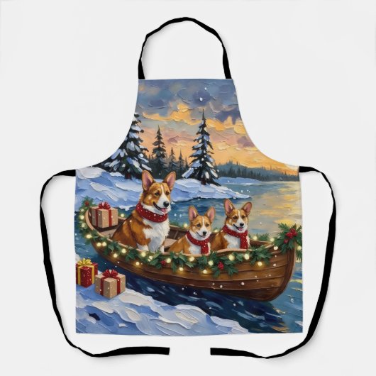 Kerstboot Vakantie voor Corgi Schort (Voorkant)