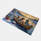 Kerstboot Vakantie Wirehaired Pointing Griffon Deurmat (Schuin)