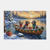 Kerstboot Vakantie Wirehaired Pointing Griffon Deurmat (Voorkant)