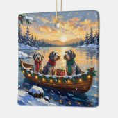 Kerstboot Vakantie Wirehaired Pointing Griffon Keramisch Ornament (Links)