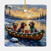 Kerstboot Vakantie Wirehaired Pointing Griffon Keramisch Ornament (Achterkant)