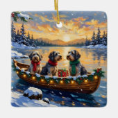 Kerstboot Vakantie Wirehaired Pointing Griffon Keramisch Ornament (Voorkant)