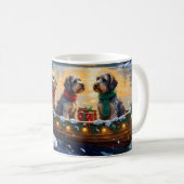 Kerstboot-vakantie Wirehaired Pointing Griffon Koffiemok (Voorkant rechts)