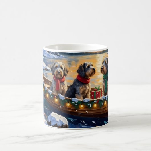 Kerstboot-vakantie Wirehaired Pointing Griffon Koffiemok (Center)