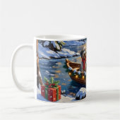 Kerstboot-vakantie Wirehaired Pointing Griffon Koffiemok (Links)