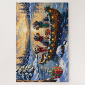 Kerstboot Vakantie Wirehaired Pointing Griffon Legpuzzel (Verticaal)