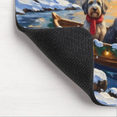 Kerstboot Vakantie Wirehaired Pointing Griffon Muismat (Hoek)