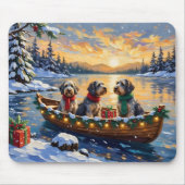 Kerstboot Vakantie Wirehaired Pointing Griffon Muismat (Voorkant)