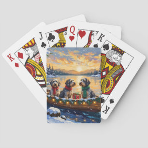 Kerstboot Vakantie Wirehaired Pointing Griffon Pokerkaarten