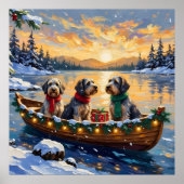Kerstboot Vakantie Wirehaired Pointing Griffon Poster (Voorkant)