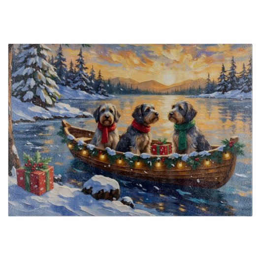 Kerstboot Vakantie Wirehaired Pointing Griffon Snijplank (Voorkant)