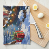 Kerstboot Vakantie Wirehaired Pointing Griffon Theedoek (Quarter Fold)