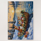 Kerstboot voor Corgi-vakantie Legpuzzel (Verticaal)