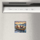 Kerstboot voor Dachshund-liefhebbers Magneet (Insitu (Vaatwasser))