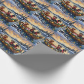 Kerstboot voor Dachshund-vieringen Cadeaupapier (Hoek)