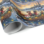 Kerstboot voor Dachshund-vieringen Cadeaupapier (Rol Hoek)