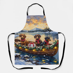 Kerstboot voor Dachshund-vieringen Schort
