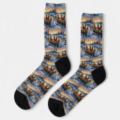 Kerstboot voor Dachshund-vieringen Sokken (Links)