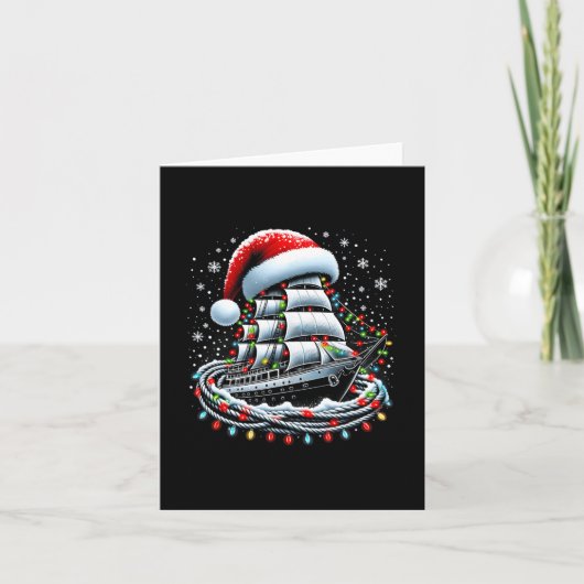 Kerstboot Zeilboot Cruise Boat Omgeven Door Kaart (Voorkant)