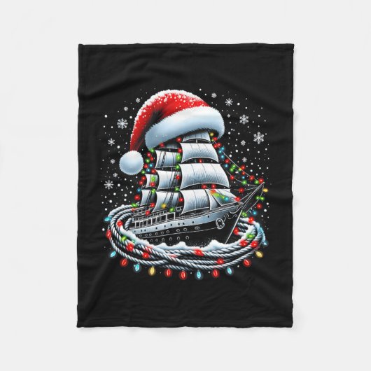 Kerstboot-zeilcruiseboot omringd B Fleece Deken (Voorkant)