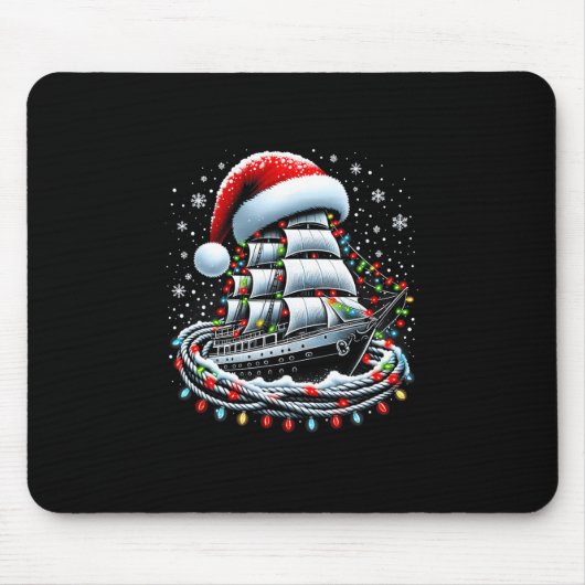 Kerstboot-zeilcruiseboot omringd B Muismat (Voorkant)