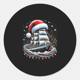 Kerstboot Zeilcruiseboot Omringd B Ronde Sticker