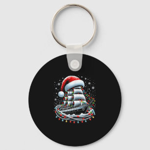 Kerstboot Zeilcruiseboot Omringd B Sleutelhanger