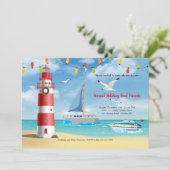 Kerstbootparade met uitnodiging voor de vuurtoren (Staand voorkant)