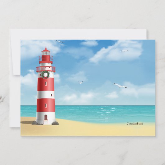 Kerstbootparade met uitnodiging voor de vuurtoren (Achterkant)