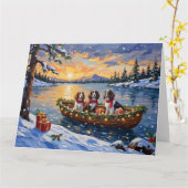 Kerstbootvakantie met Brittany Spaniel Kaart (Gele Bloem)