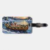 Kerstbootvakantie met Oud-Engelse Herdershond Bagagelabel (Achterkant horizontaal)