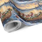 Kerstbootvakantie voor Beagles Cadeaupapier (Rol Hoek)
