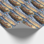 Kerstbootvakantie voor Beagles Cadeaupapier (Hoek)