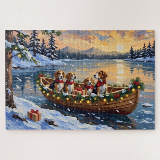 Kerstbootvakantie voor Beagles Legpuzzel (Horizontaal)