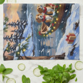 Kerstbootvakantie voor Beagles Theedoek (Gevouwen)