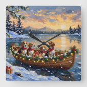 Kerstbootvakantie voor Beagles Vierkante Klok (Voorkant)