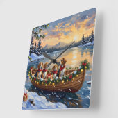 Kerstbootvakantie voor Beagles Vierkante Klok (Hoek)