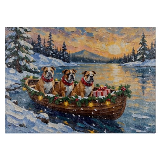 Kerstbootvakantie voor Bulldog Snijplank (Voorkant)