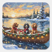 Kerstbootvakantie voor Cocker Spaniels Vierkante Sticker (Voorkant)