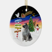 Kerstbord - Keeshond #1 Keramisch Ornament (Rechts)