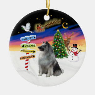 Kerstbord - Keeshond #1 Keramisch Ornament